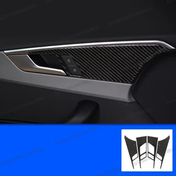 

Lsrtw2017 Carbon Fiber Car Interior Door Handle Cover Lock Button Trim for Audi A4 A5 B9 2017 2018 2019 2020 Accessories Auto
