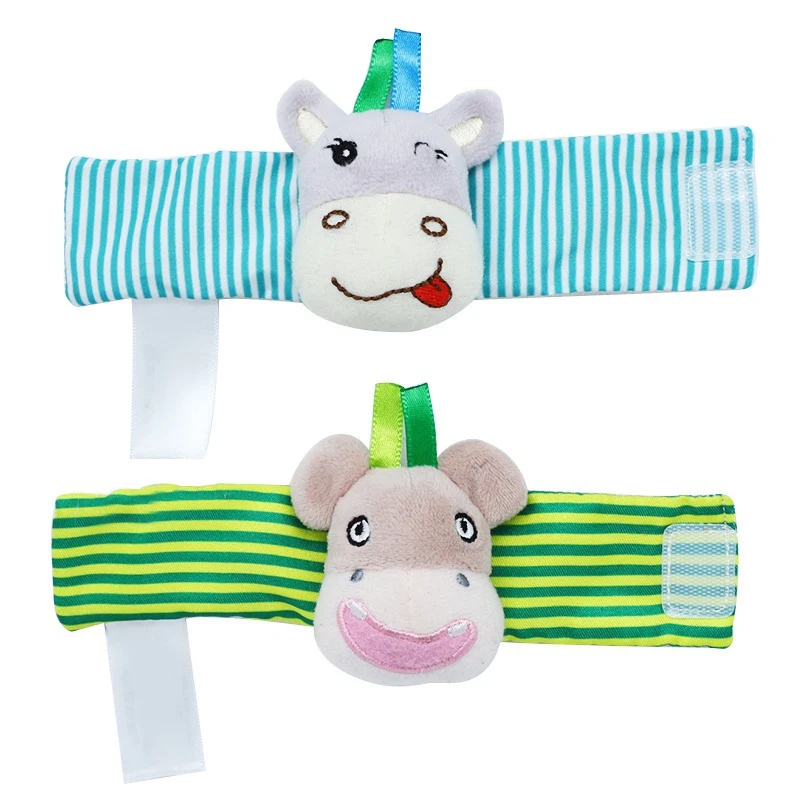 Носки для маленьких мальчиков и девочек, носки с рисунками животных из мультфильмов, игрушки-погремушки на запястье, Детские праздничные принадлежности