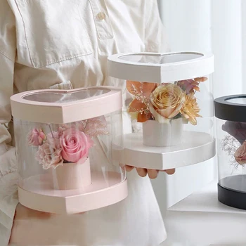 

Heart Gift Box for Floral Flower Arrangements PVC Transparent Wedding Decor Valentines Day Christmas Gift Cosmetic Box Packaging