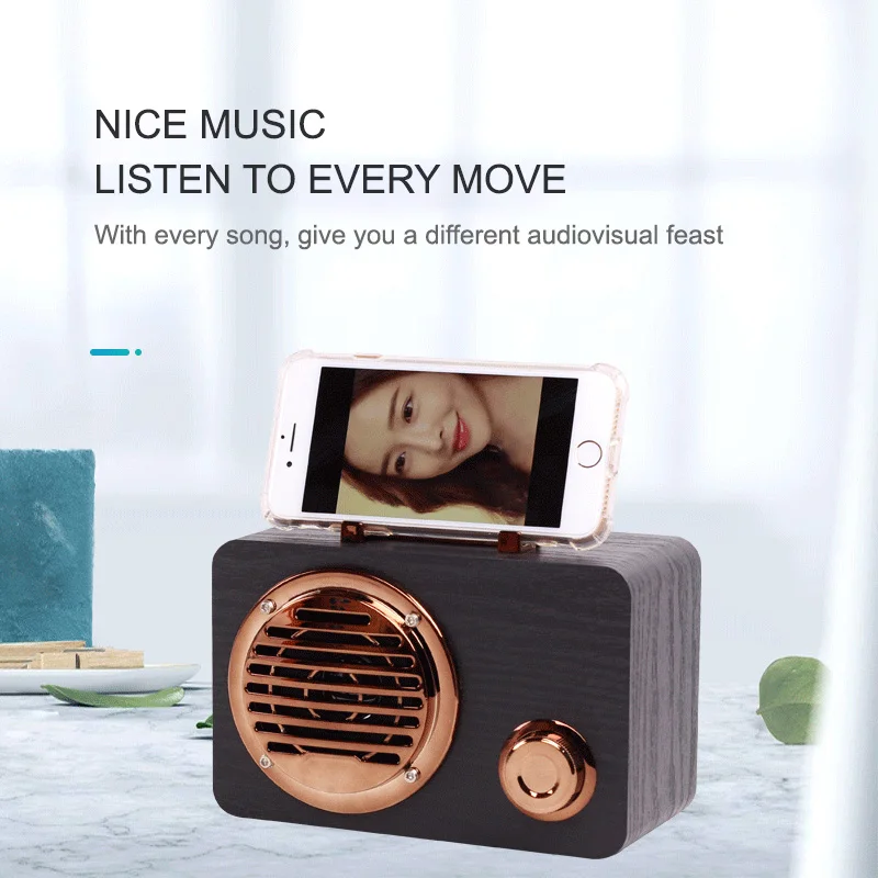 Беспроводной Bluetooth-динамик в стиле ретро портативное деревянное FM-радио