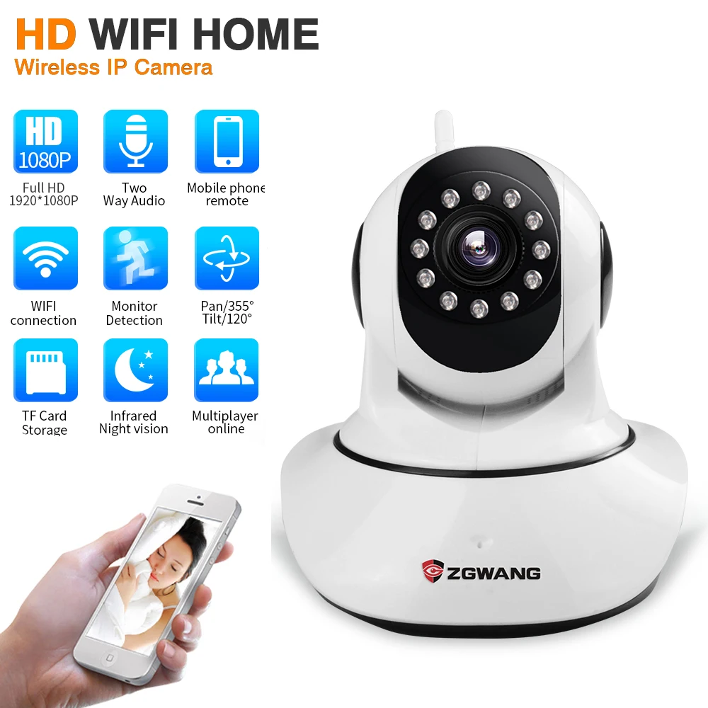 Беспроводная IP камера видеонаблюдения ZGWANG 1080P 2 МП|cctv surveillance|security ipip camera 2mp |