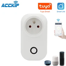 ACCKIP FR typ Tuya inteligentna bezprzewodowa pilot WIFI 16A francja wtyczka gniazda obsługuje Alexa i Google Home prise intelligente wifi