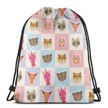 

Fashion Muzzle Owl Raccoon Unicorn Cow Bear Cat Bag Outdoor Fitness Drawstring Beam Mouth Backpack Sports Bag Travel Backpack