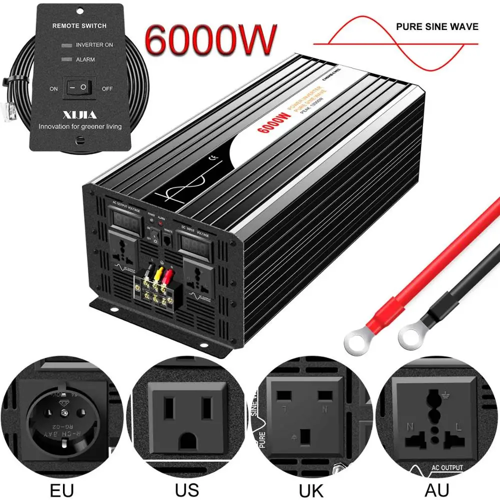 bevestigen rem rekenkundig 6000W Pure Sinus Omvormer 12V 220V Met Afstandsbediening Zonne energie  Omvormer Dc 24V 48V Naar Ac 110V Digitale Display|wave knife|inverter  lginverter supply - AliExpress