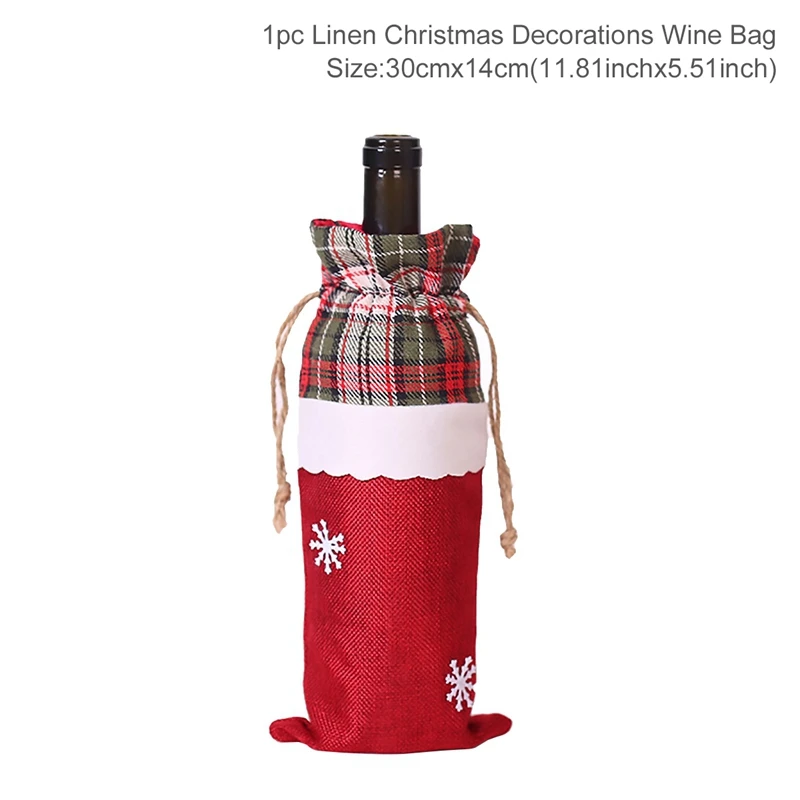 thumbnail image 1 of Funda para botella de vino de Navidad, adornos navideños para el hogar, adorno navideño 2024, decoración de mesa navideña, regalo de Año Nuevo 2025, 1 of 5