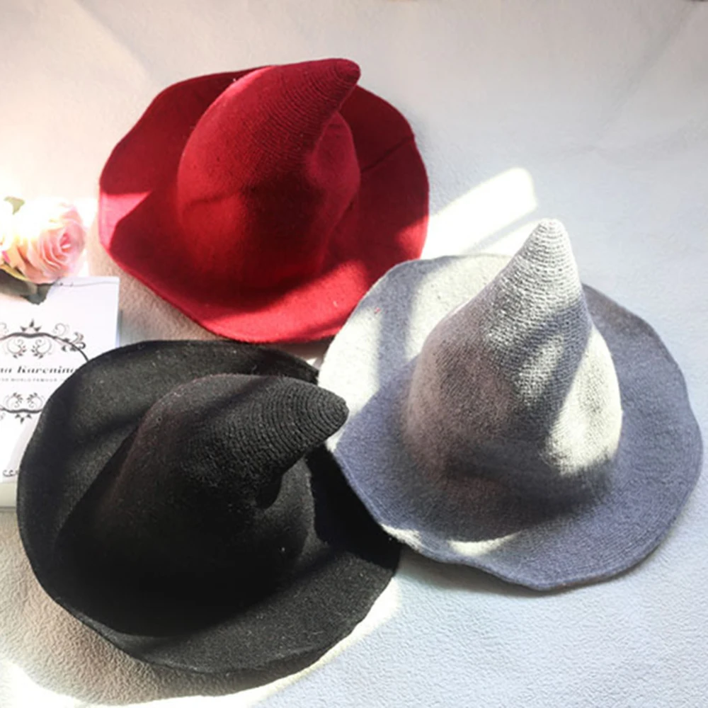 

Witch Hat Diversified Along The Sheep Wool Cap Knitting Fisherman Hat Female Fashion Witch Pointed Basin Bucket for Halloween