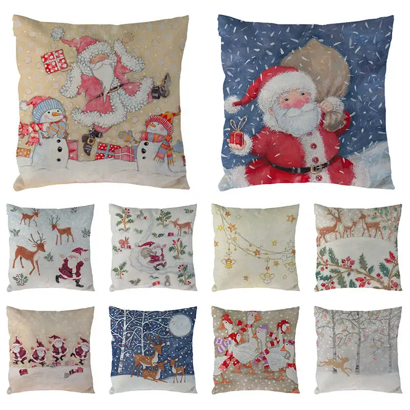 

Merry Christmas Cushion Cover Xmas Bell Tree Gift Throw Pillow Covers for Home Sofa Pillowcases 45x45cm Home Decor 1672