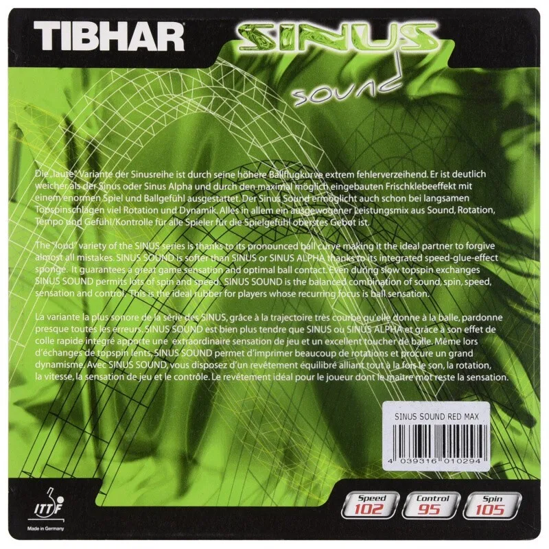 Original Tibhar Sinus Sound Table Tennis Rubber Ping Pong Racket