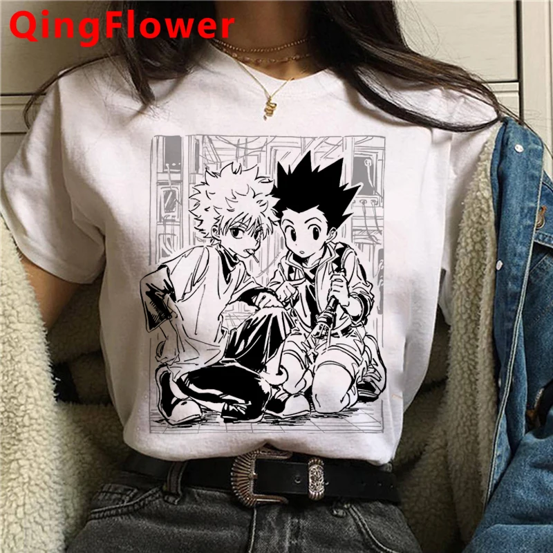Женская футболка Kawaii Hunter x белая с рисунком летний топ в стиле Харадзюку | одежда