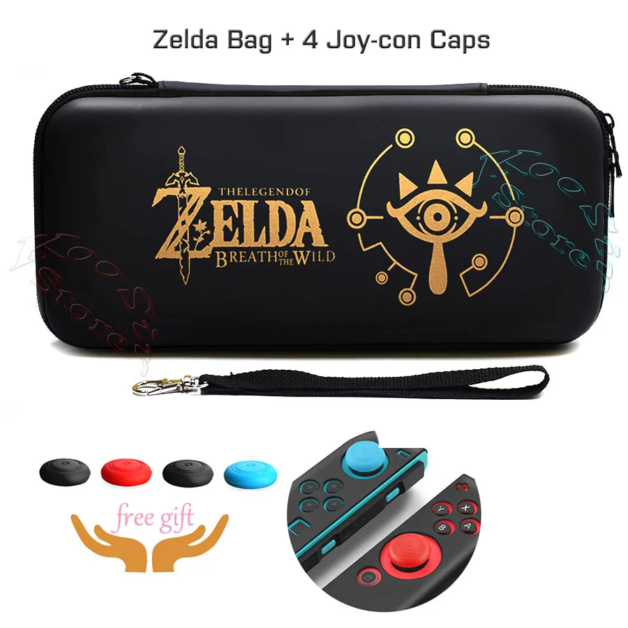 Nintendos Case Nintend Switch Travel Carry Bag+ Screen Glass Film& Crystal Hard Shell+ 2 Silicone Cap for NS Nintendoswitch - Цвет: Bag B