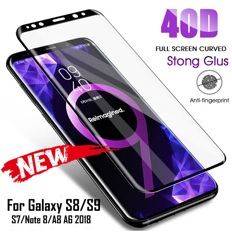 40D полностью изогнутое закаленное стекло для samsung Galaxy S8 S9 Plus Note 9 8 Защитная пленка для экрана для samsung A8 A6 S7 Edge