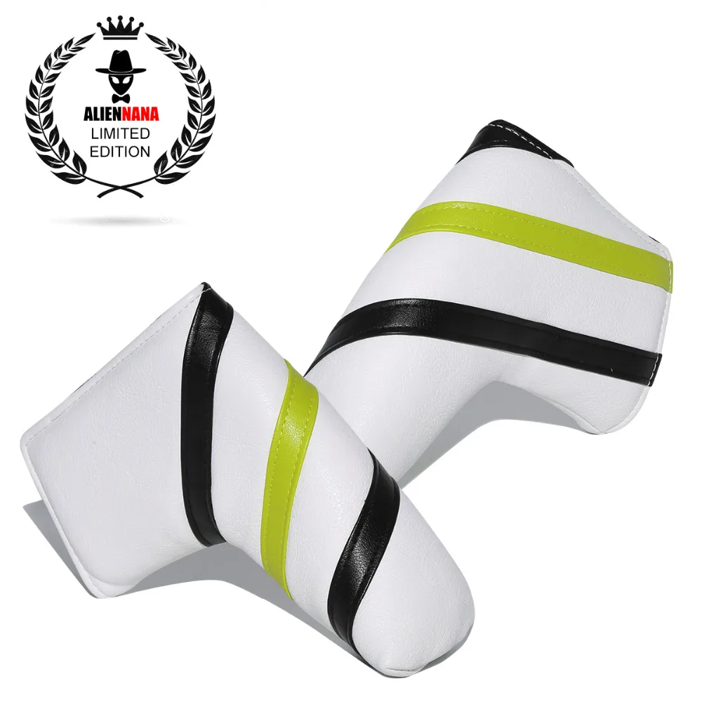 Чехол для клюшки для гольфа Aliennana Blade чехол для короткой клюшки Golf Club Putter Head Чехлы кожаные белые полосы для всех лезвий Putter Cover с магнитной застежкой