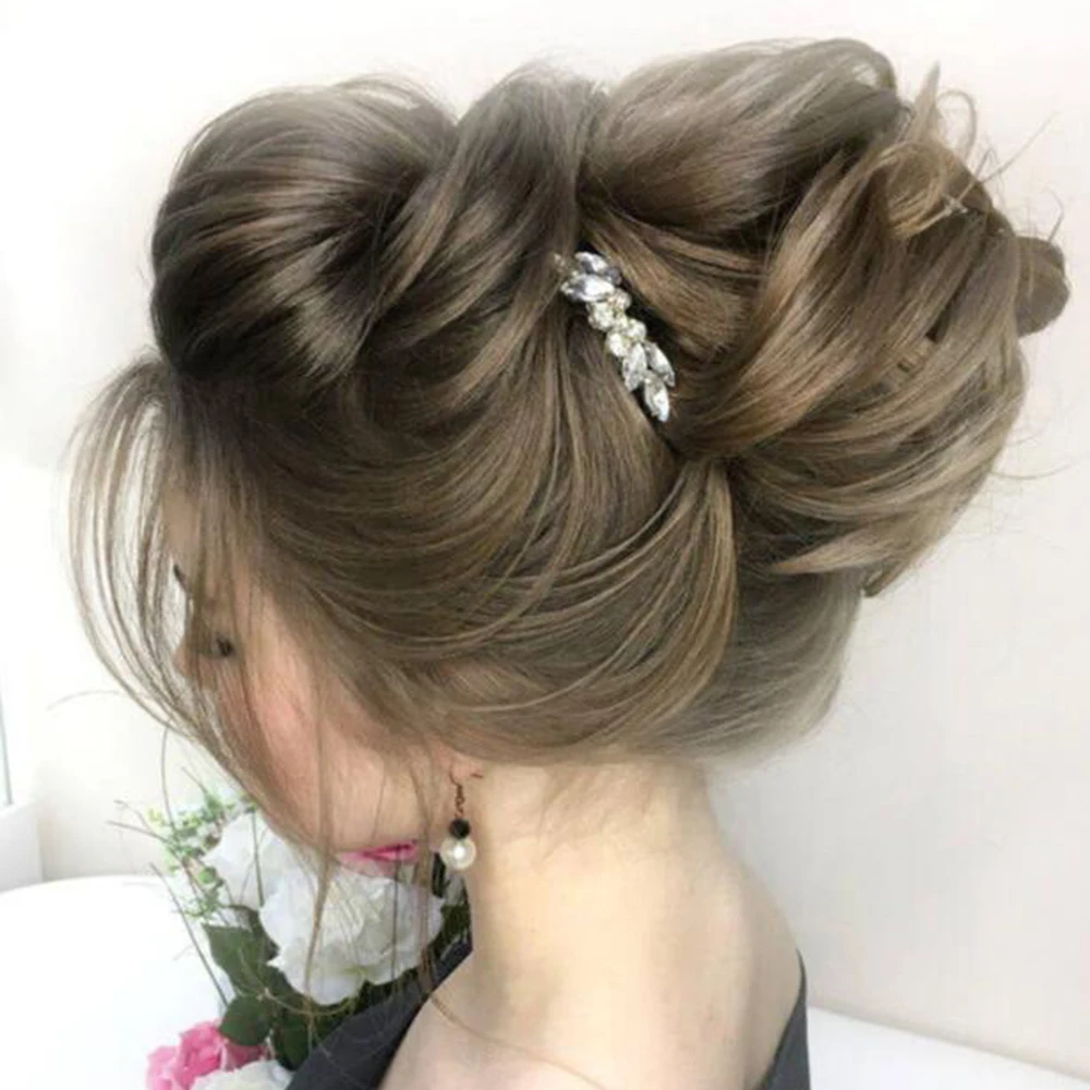 Women Rhinestone Hair Comb Silver Casual Hair Clip Emerald Green Jewelry Elegant Tiara Wedding Bridal Accessories