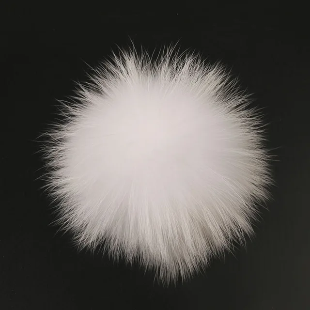 white 15cm 13-14 см 15-16 см пушистые Помпоны из меха енота для шапки вязаная шапочка натуральный помпон лисий мех помпон с защелкой 5 шт - Цвет: white 15cm