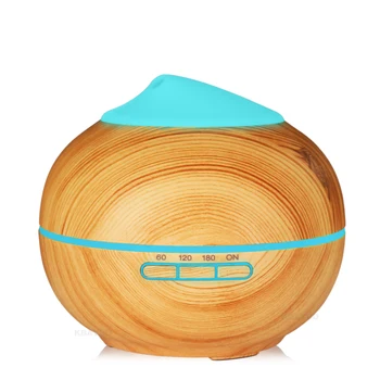 

200ml Ultrasonic Air Humidifier Aroma Essential Oil Diffuser with Wood Grain 7 Color Changing LED Lights for Office Home