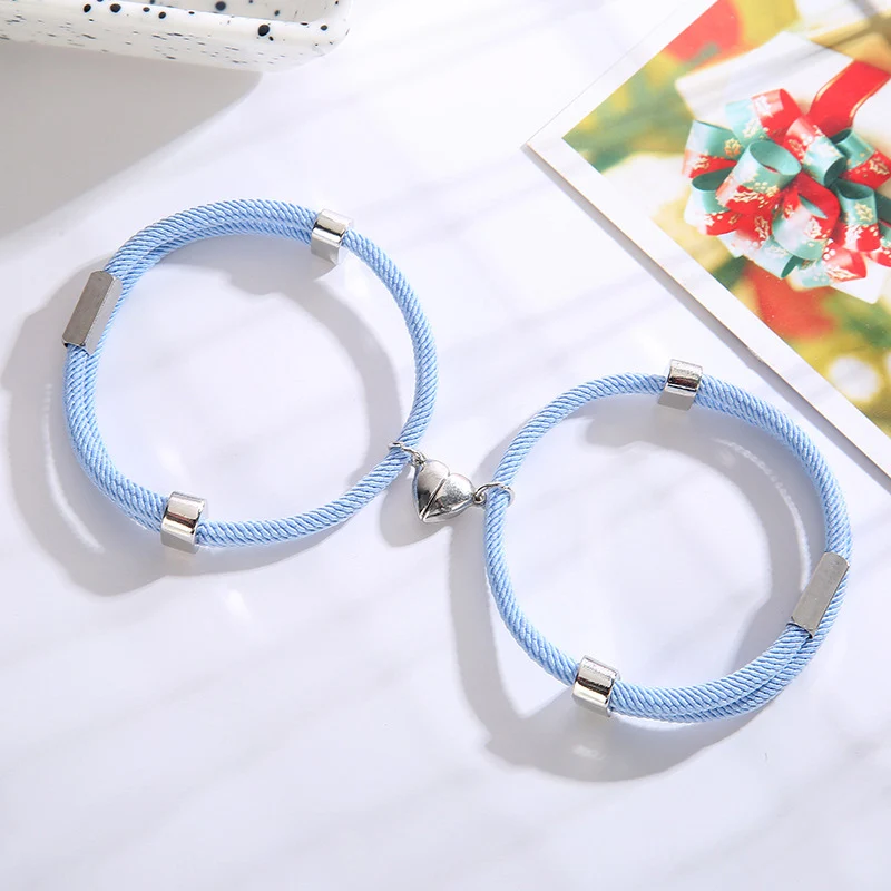 Bracelet promesse pour couple bleu