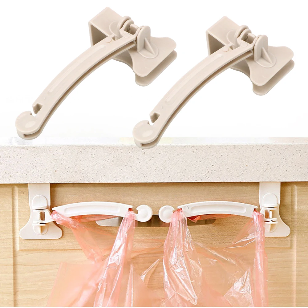 2 Piece Kitchen Cabinet Hooks for Trash Garbage Bag Hanger on Cabinet Door 