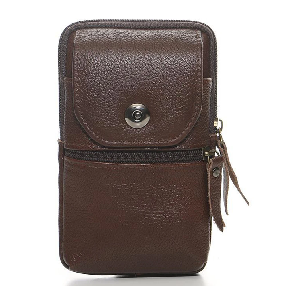 

Men Genuine Leather Waist Pack Bag Mini Cell/Mobile Phone Pockets Case Coin Purse Male Fanny Money Shouder Crossbody Bags New
