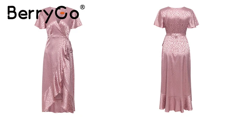 BerryGo летнее женское платье с v-образным вырезом и леопардовым принтом, женские платья с цветочным принтом, женские пляжные платья с оборками