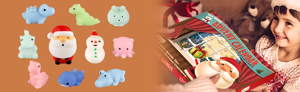 D-FantiX Mochi мягкие игрушки Адвент-календарь Рождественский календарь обратного отсчета 24 шт. Kawaii мягкие игрушки животные игрушки для снятия стресса