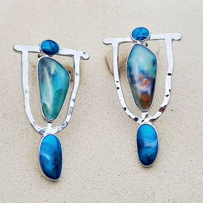 

Fashion Drop Earrings Resin Stone Boho Ethnic Vintage Hanging Earrings