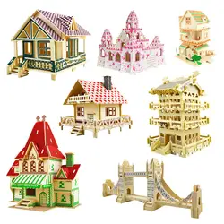 Деревянные 3D головоломки из дерева для детей и взрослых ручной работы DIY Собранные иностранное имя архитектура корпус модель вилла