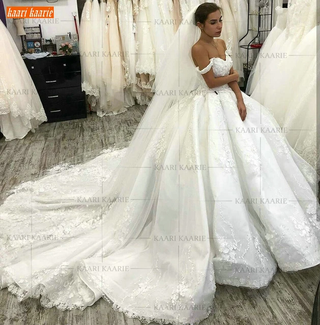 Vestido de noiva branco, luxuoso, com pérolas, feito sob encomenda, vestido  de princesa - AliExpress