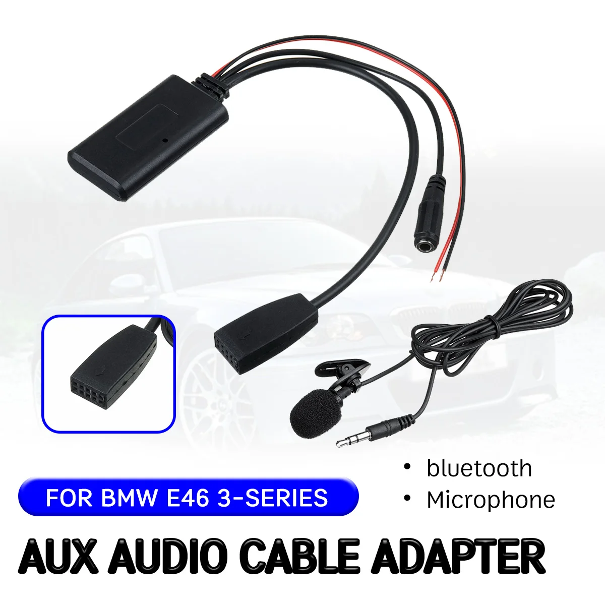 Bluetooth Aux Receiver Cable Adapter For Bmw E46 2002 2003 2004 2005 2006 With Mic For 10 Pin Cd