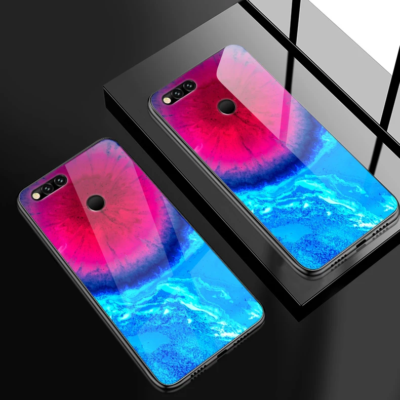 W403 Закаленное Стекло чехол для Huawei Honor 6X 7A 7C 7X 8A 8X 9Lite гладкий Чехол для телефона Y6 Y9 Y7 премьер-профессионал Magic2 роскошный кожаный Капа - Цвет: W403