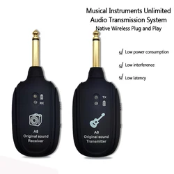 UHF Guitar Wireless System Transmitter Receiver Built-in Rechargeable Wireless Guitar Transmitter Accessory Wireless Pickups