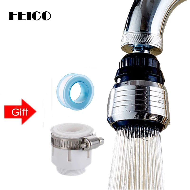 

FEIGO 2Pcs Faucet Extender Splashproof Spray Nozzle 360 Degree Swivel Extension Faucet Spout Faucet Connector Gift Tape Kitchen