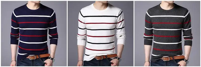 Pullover Men Brand Clothing Autumn Winter Wool Slim fit Sweater Men Casual Striped Pull Jumper Men