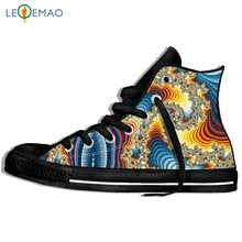 Прогулочные парусиновые ботинки; дышащая обувь со всеми принтами; забавная спортивная обувь с принтом Фрактал рассвет; удобные классические кроссовки