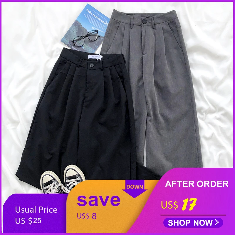 Mooirue Spring Women Wide Leg Pants High Waist Pleated Loose Ankle Suit Pants Bottom Mooirue Spring Women Wide Leg Pants High Waist Pleated Loose Ankle Suit Pants Bottom