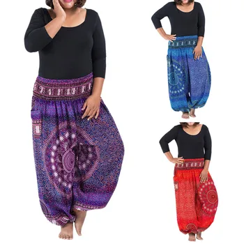 

New Hot Fashionable Plus Size Loose Casual Pants Women Printing Boho Pants Color 8 Color Droppship Freeship Leggings