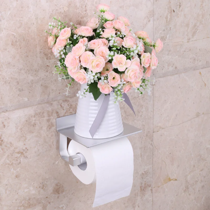 

Hole-Punched Alumimum Tissue Holder Creative Mobile Phone Stand Cardboard Box Bathroom Storage Shelf Roll Stand Hardware Accesso