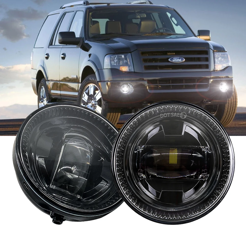 1 Paio Di Fendinebbia A Led Rotondi Da 30W Per Auto Per Ford F150 2007-2014 / Ranger 2008-2011 / Expedition 2007-2015