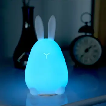 

Colorful Rabbit Night Light Tap Sensor Switch 7 Modes Bunny Bedside Lamp Home