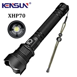 Lampe de poche très lumineuse à lumière Led, torche tactique puissante, 3 Modes d'éclairage, étanche, Zoomable, lanterne d'extérieur, pour Camping, XHP70 