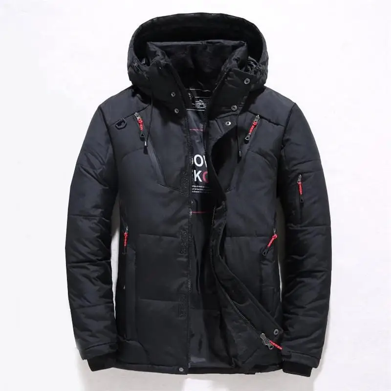 Черный Winter duck down jacket for men thick warm snow coat parka for men with windbreaker hood fashion outdoor jacket large size - Цвет: Черный