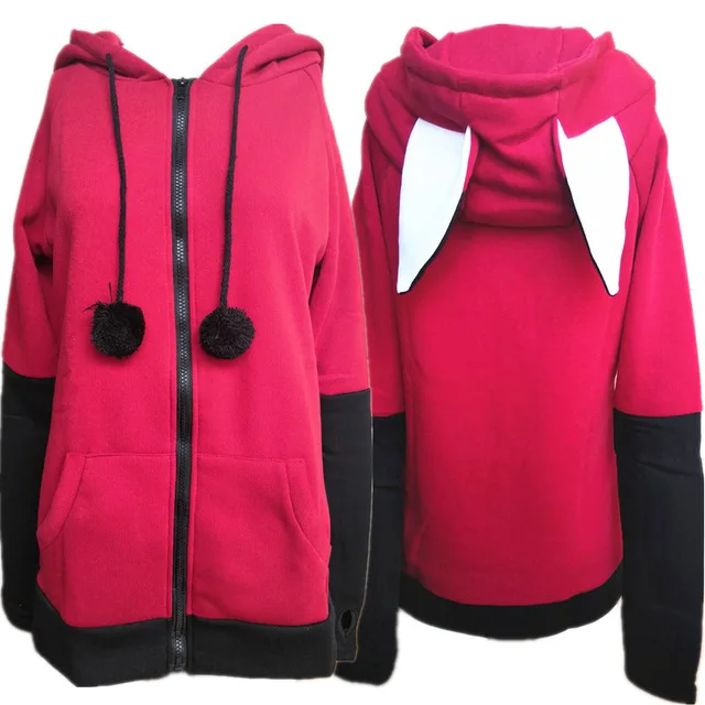 Disfraz de Animal con orejas de zorro para Cosplay, chaqueta con capucha, sudadera naranja cálida, Unisex
