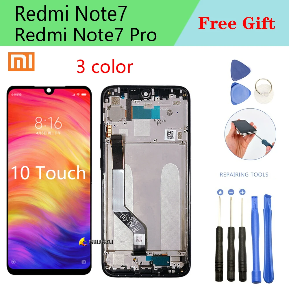 ЖК-дисплей для Xiaomi Redmi Note 7 с рамкой экран Note7 Pro дисплея оригинал | Мобильные