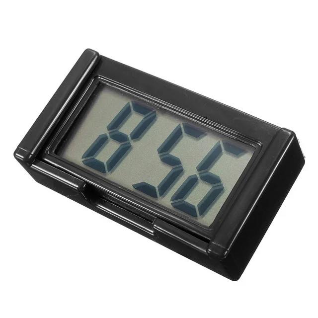 1pc Mini Car Clock Auto Truck Dashboard Time Convenient Durable Self-Adhesive Bracket Vehicle Electronic Digital Clock For Car Black