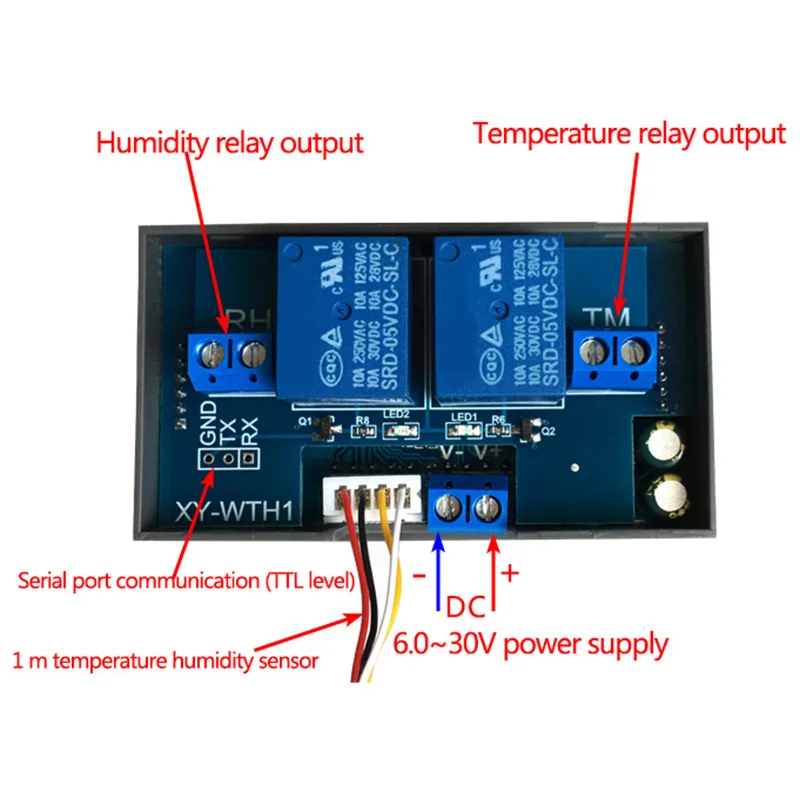 GTBL Xy-Wth1 Dc 6-30 в цифровой дисплей постоянная температура влажность инкубатор контроллер двойной выход термостат для Ac 220 В
