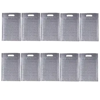 

10PCS Tote Fast Food Bag Zipper Self-styled Food Bag Aluminum Foil Insulation Bag Thickening Bag (Silver with Hole Style 20x30)