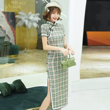 

Oversize 3XL Novelty Short Chinese Formal Dress Chinese Style Women Mandarin Collar Qipao Vintage Elegant Lady Cotton Cheongsam
