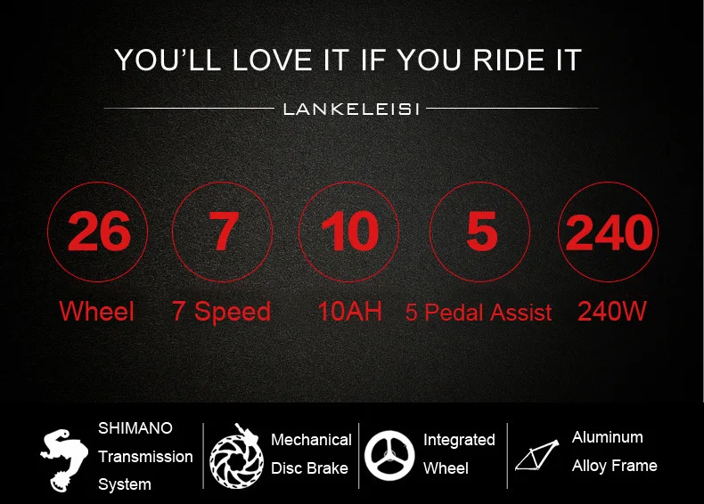 Cheap Electric Bicycle 48V 10AH 2 Wheels Electric Bicycle 240W 5 Grade Assist Electric Mountain Bike 7 Speed Adults Electric Scooters 8