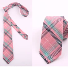 Мужские галстуки колледжа Ветер японский узкий выпуск Женская Студенческая Повседневная 7 см клетчатая рубашка Свадебный хлопок