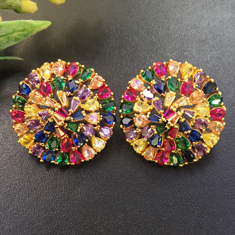 Lanyika ювелирные изделия нежные цвета циркон серьги-кнопки полный микро-инкрустация микро покрытием банкет популярный лучший подарок