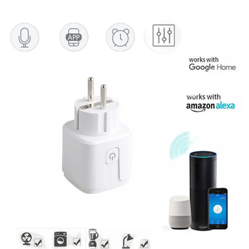 

EU Smart WiFi Plug Wireless Remote Socket Smart Switch Timer Plug Voice Control Smart Power Socket Outlet with Alexa Google Home